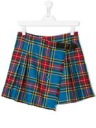 Burberry Kids Teen Raw-edge Tartan Kilt - Blue