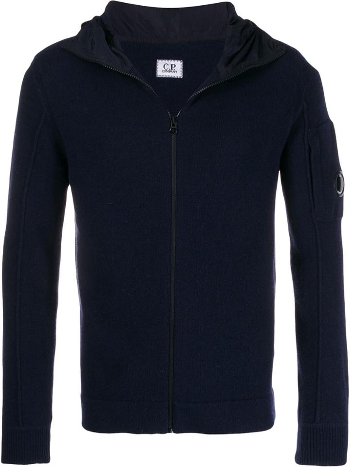 Cp Company Lens-detail Zip-up Hoodie - Blue