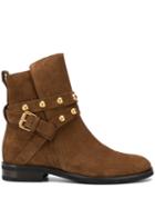See By Chloé Flat Ankle Boots With Studs - Brown