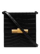 Bottega Veneta Boxy Croc-effect Leather Cross-body Bag - Black