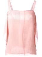 Tory Burch Ruffled Sleeveless Top, Women's, Size: 4, Pink/purple, Silk/polyester