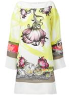 Versace Collection - Floral Print Shift Dress - Women - Polyester/viscose - 46, Women's, Yellow/orange, Polyester/viscose