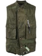 Tom Rebl - Dislocated Fastening Gilet - Men - Cotton/spandex/elastane - 50, Green, Cotton/spandex/elastane