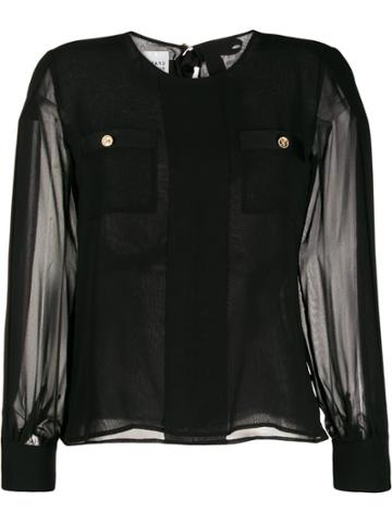 Edward Achour Paris Sheer Sleeves Blouse - Black