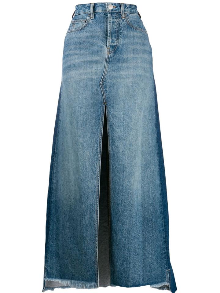 Marcelo Burlon County Of Milan Vintage Wash Denim Long Skirt - Blue