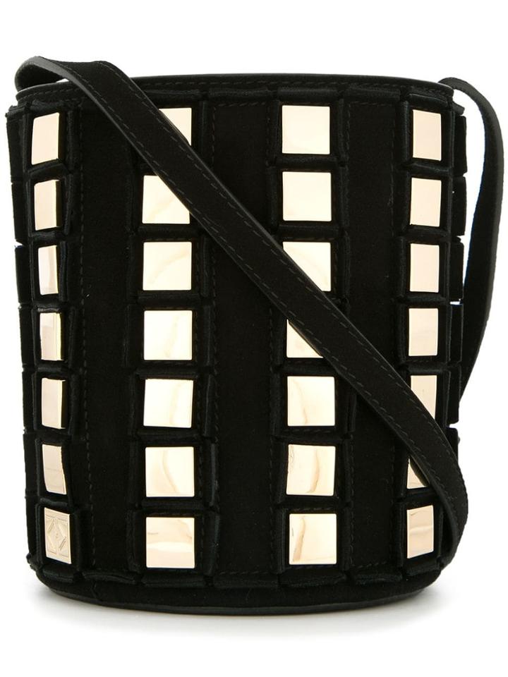 Tomasini Square Contrast Bucket Bag - Black