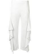 Genny Draped Cropped Trousers - White