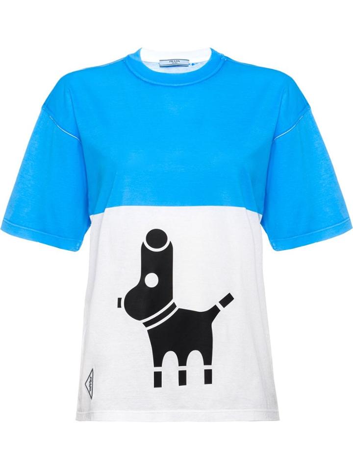 Prada Pradamalia Cotton Jersey T-shirt - Blue