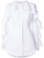Sara Battaglia Colourless Ruffle Shirt - White