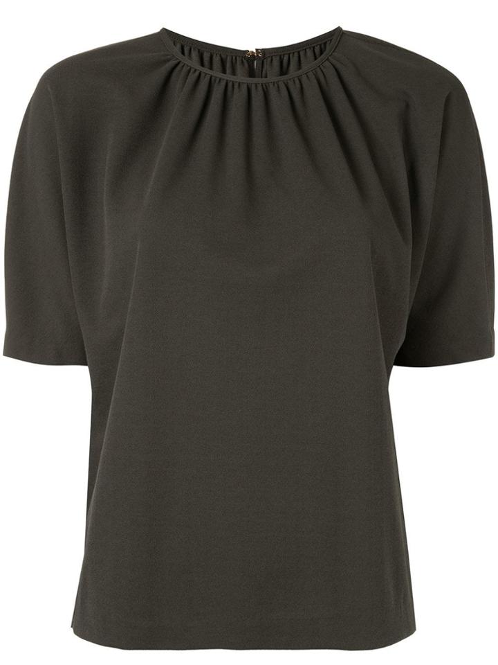 Ballsey Ruched Short-sleeve Blouse - Green