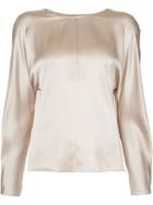 Vince Round Neck Blouse, Women's, Size: Xs, Nude/neutrals, Silk