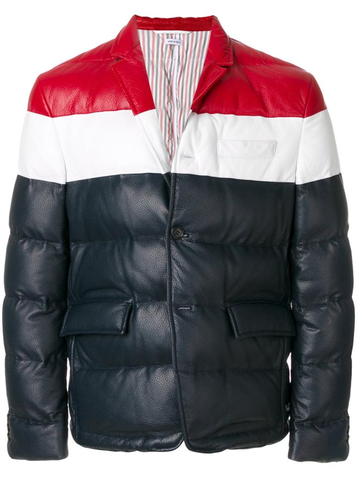 Thom Browne Down Filled Classic Single Breasted Sport Coat In Navy