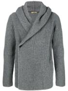 Nuur Ribbed Wrapped Cardigan - Grey
