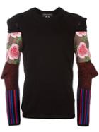Comme Des Garçons Homme Plus Patchwork Sleeve Jumper, Men's, Size: Large, Black, Wool