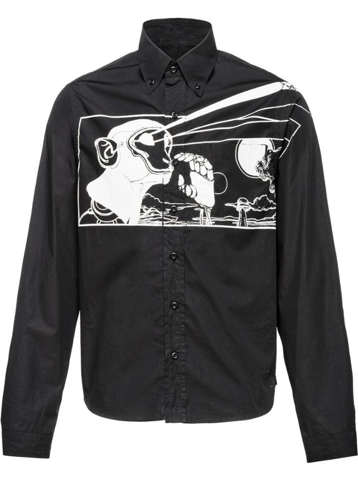 Prada Monochrome Printed Shirt - Black