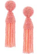 Oscar De La Renta Short Beaded Tassel Earrings - Pink