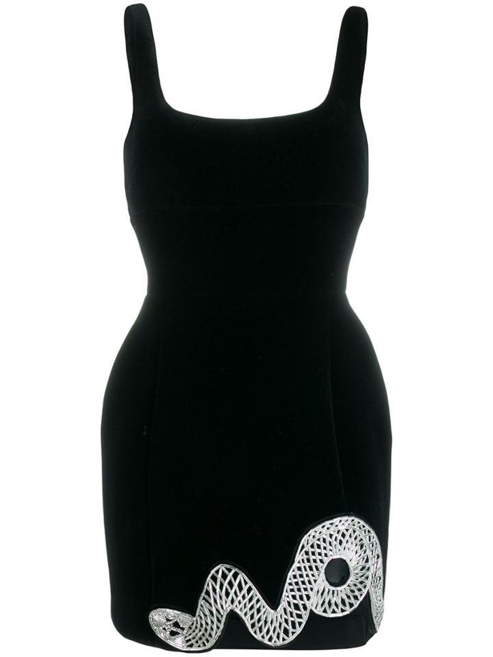 David Koma Slithering Snake Mini Dress - Black