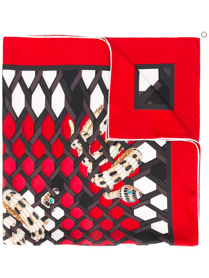 Bulgari - Printed Neck Scarf - Women - Silk - One Size, Red, Silk