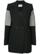 Strateas Carlucci Striped Plated Cuff Blazer - Black