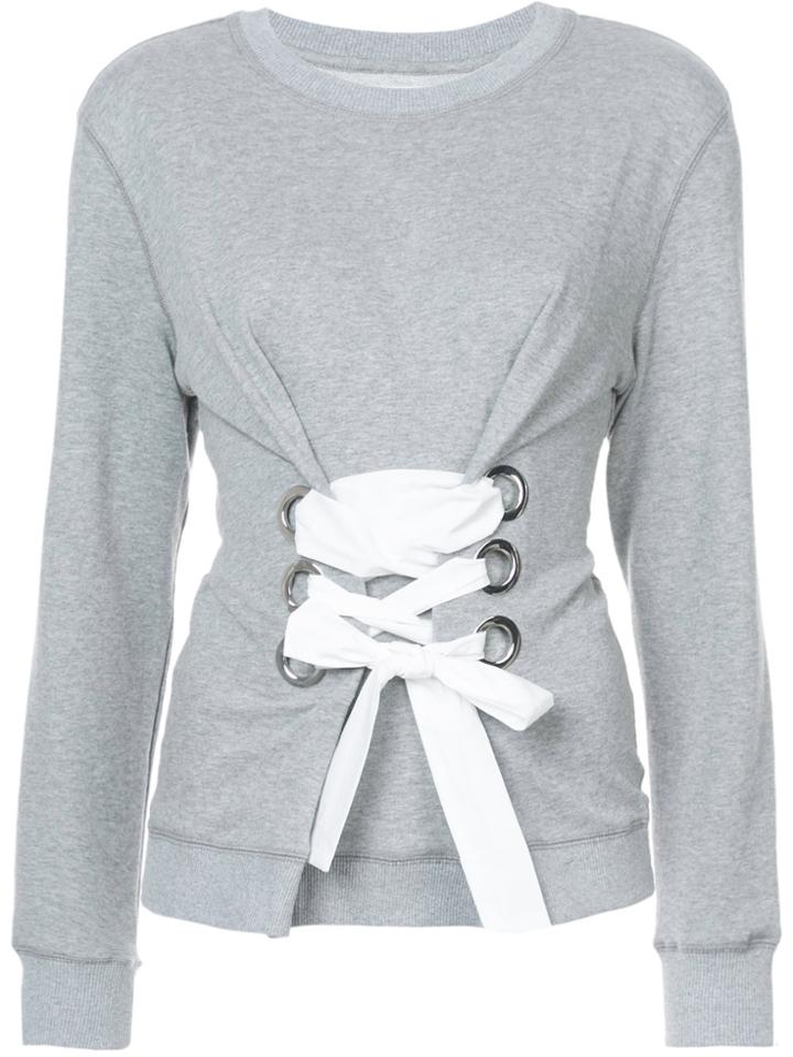 Derek Lam 10 Crosby Crewneck Sweatshirt With Lacing Detail - Grey