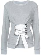 Derek Lam 10 Crosby Crewneck Sweatshirt With Lacing Detail - Grey