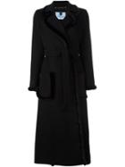 Blumarine Long Belted Coat, Women's, Size: 40, Black, Mink Fur/polyester/viscose/virgin Wool