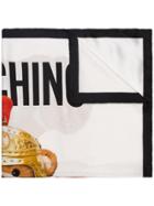 Moschino Roman Bear Print Silk Scarf - 1001 Black White Multi