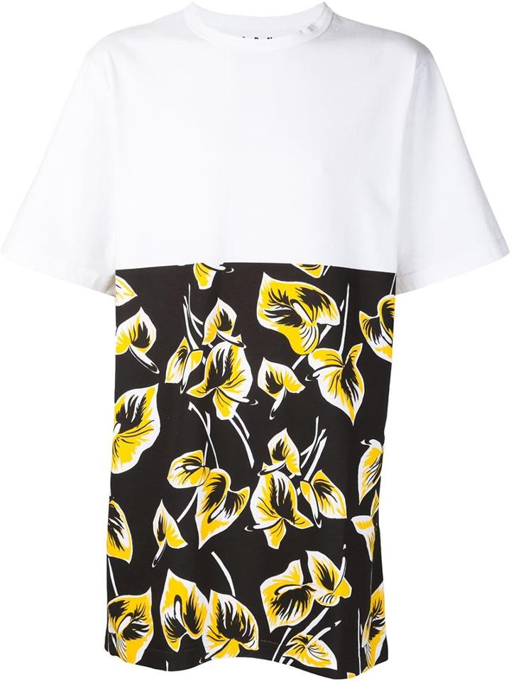 Marni Floral Print T-shirt, Men's, Size: 46, White, Cotton