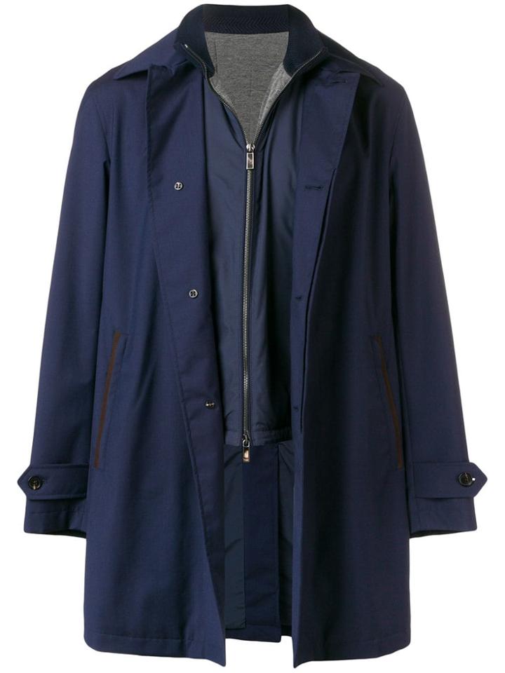 Ermenegildo Zegna Double Layer Coat - Blue