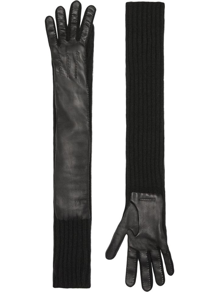 Burberry Cashmere And Lambskin Longline Gloves - Black
