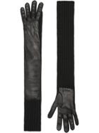 Burberry Cashmere And Lambskin Longline Gloves - Black