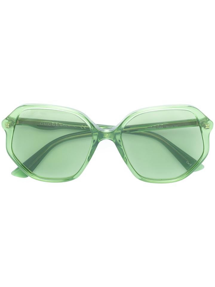 Gucci Eyewear Clear Oversized Sunglasses - Green