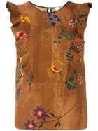 Fendi Floral Print Top, Women's, Size: 42, Brown, Silk/spandex/elastane