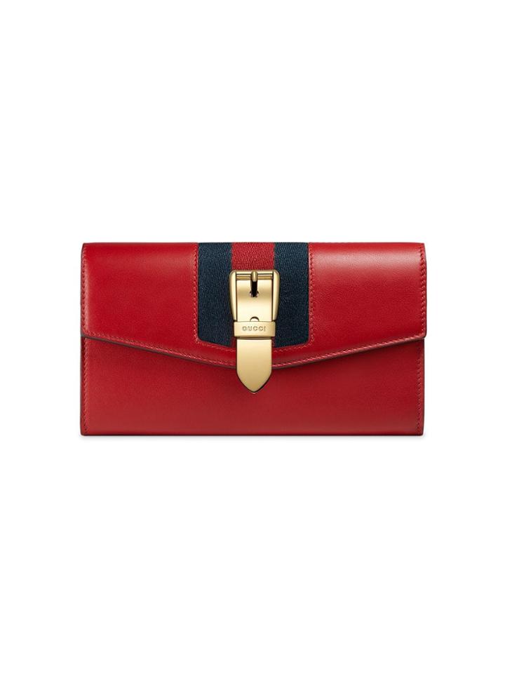 Gucci Sylvie Leather Continental Wallet - Red