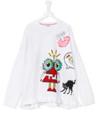 Fendi Kids Printed Longsleeved T-shirt, Girl's, Size: 14 Yrs, White