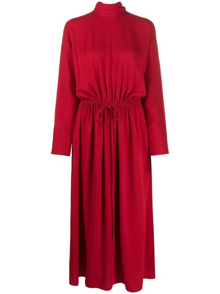 Valentino Drawstring Long Dress - Red