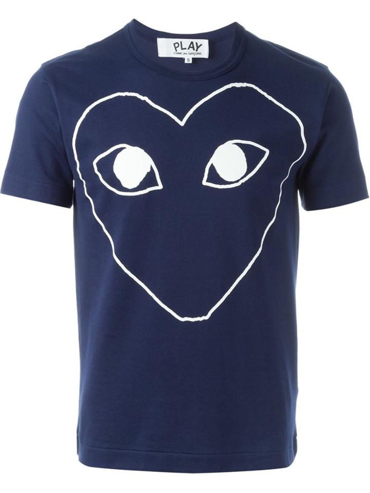 Comme Des Garçons Play Heart Print T-shirt - Blue