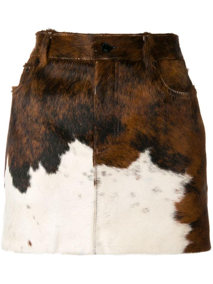 Saint Laurent Calf Leather Skirt - Brown