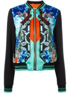 Versace Jeans Contrast Sleeve Bomber Jacket, Women's, Size: 38, Blue, Polyester/spandex/elastane