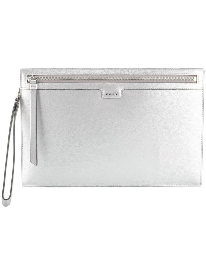 Dkny Zipped Metallic Clutch