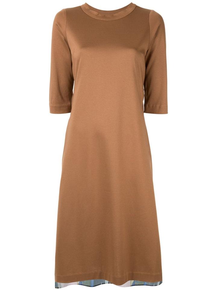 Frei Ea Printed Back Midi Dress - Brown