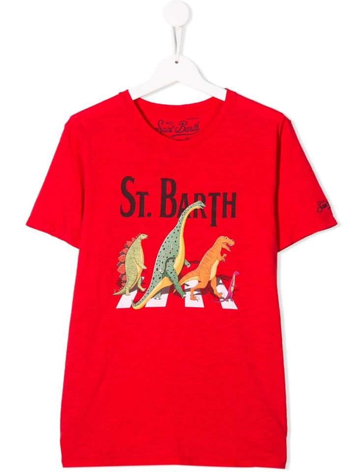 Mc2 Saint Barth Kids Teen Dinosaurs Print T-shirt - Red