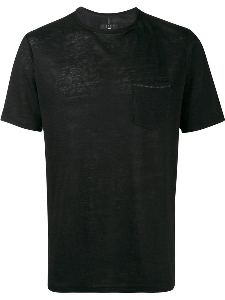 Rag & Bone Owen Short Sleeve T-shirt, Men's, Size: Large, Black, Linen/flax