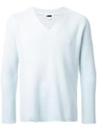 H Beauty & Youth V Neck Jumper, Men's, Size: Medium, Blue, Cashmere