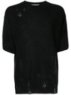 Monkey Time - Distressed Half Sleeve Sweater - Men - Cotton - S, Black, Cotton