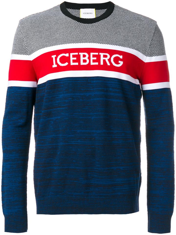 Iceberg Colour-block Logo Patch Sweater - Blue