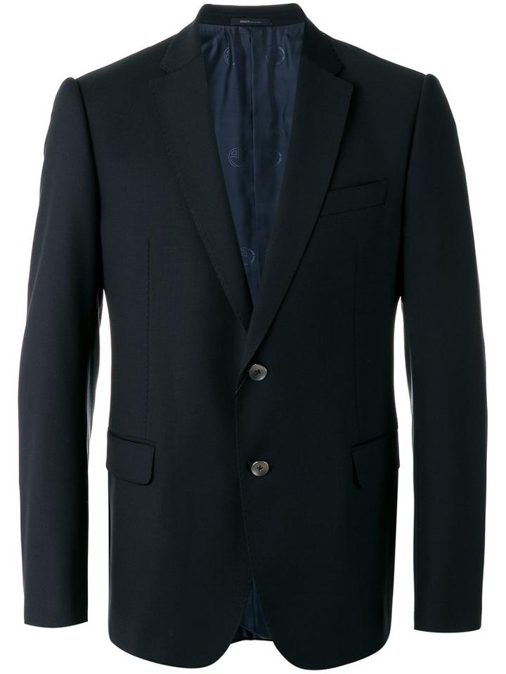 Armani Collezioni Flap Pockets Blazer, Men's, Size: 58, Blue, Virgin Wool/cupro/viscose