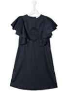 Fendi Kids Ruffled Sleeve Dress - Blue