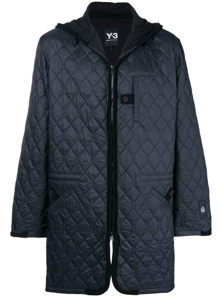 Y-3 Quilted Hooded Jacket - Black