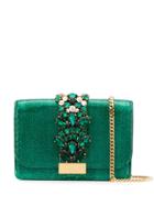 Gedebe Clicky Snakeskin Effect Clutch - Green